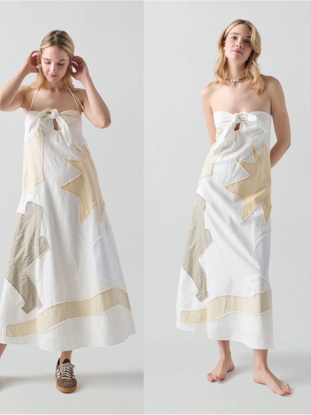 Lingua Franca Patmos Tie Dress Large in Cream Multi NWT $675